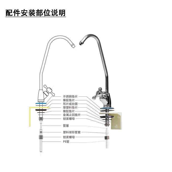 净水器纯水机茶具茶台直饮水豪华两分鹅颈梅花三叉水龙头厨房龙头