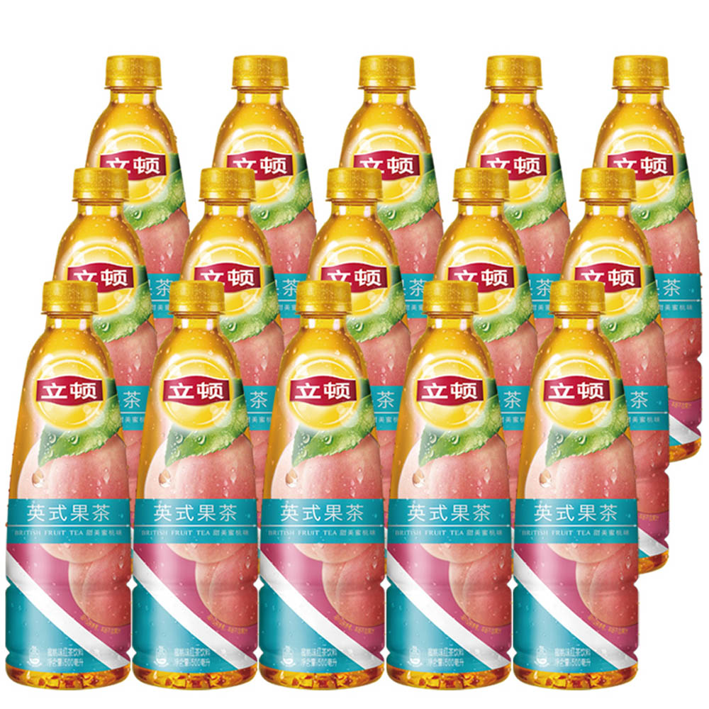 立顿英式果茶 甜美水蜜桃味果味红茶饮料500ml15瓶 上海任3箱包邮