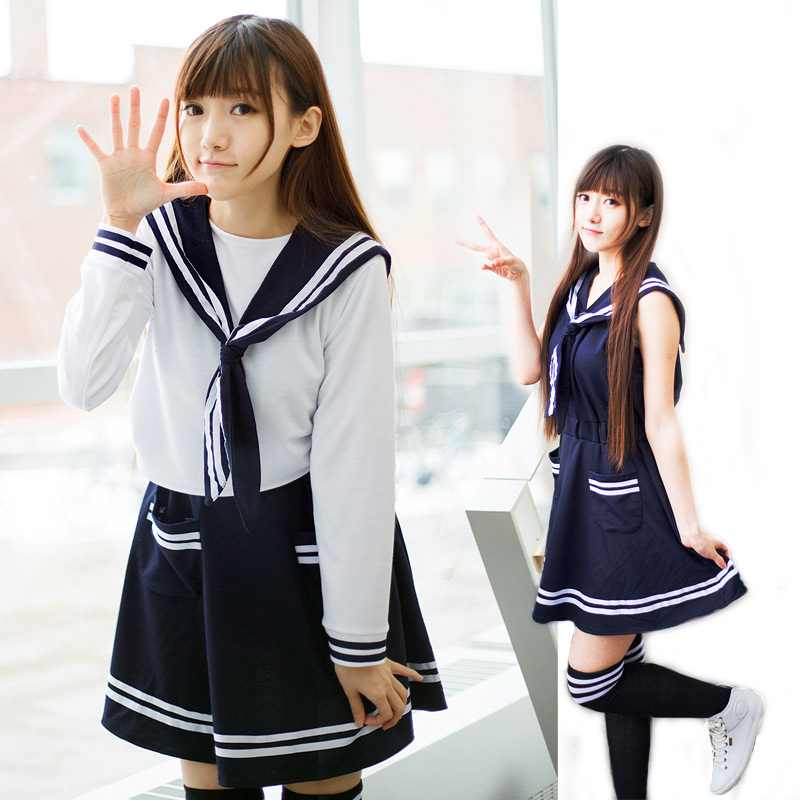 英伦海军风水手服连衣裙日韩校服班服jk制服学生装清新学院风套装