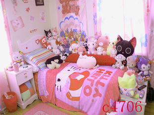 最新yy直播hello kitty直播主播背景布粉色公主房3d房间背景布