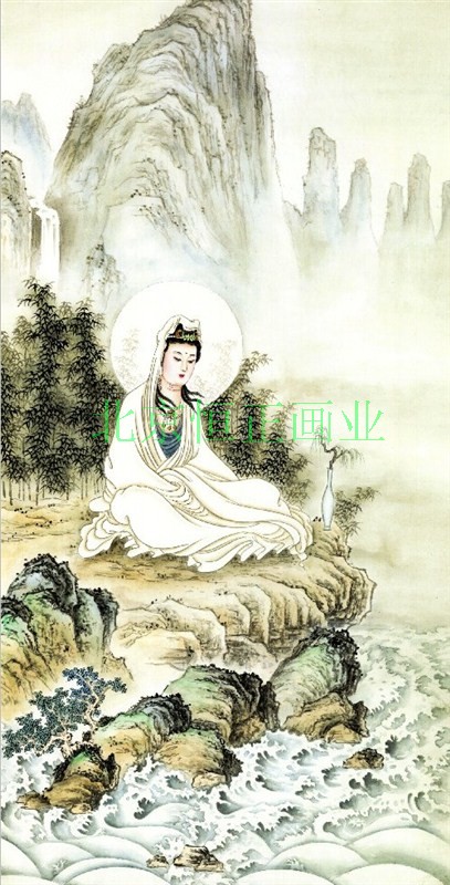 国画仿古画中堂挂画 观音画像 工笔观音技法国画基础教人物画