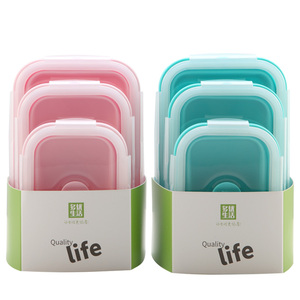 硅胶折叠饭盒 便当盒