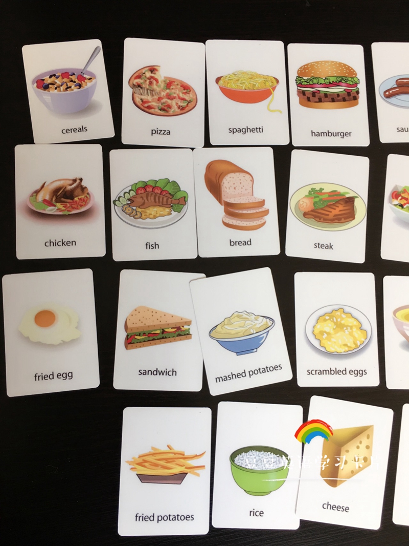 【豆豆】食物 英文单词卡片闪卡 早教英语启蒙国际学校教师教具