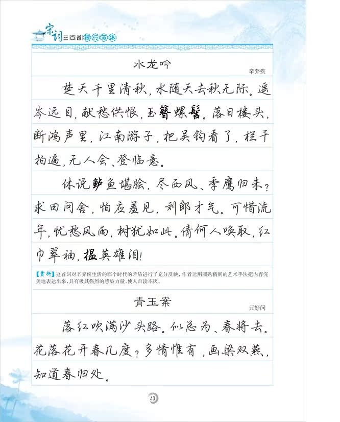 正版包邮墨点字帖带蒙纸荆霄鹏字帖宋词三百首楷行双体硬笔楷书行书