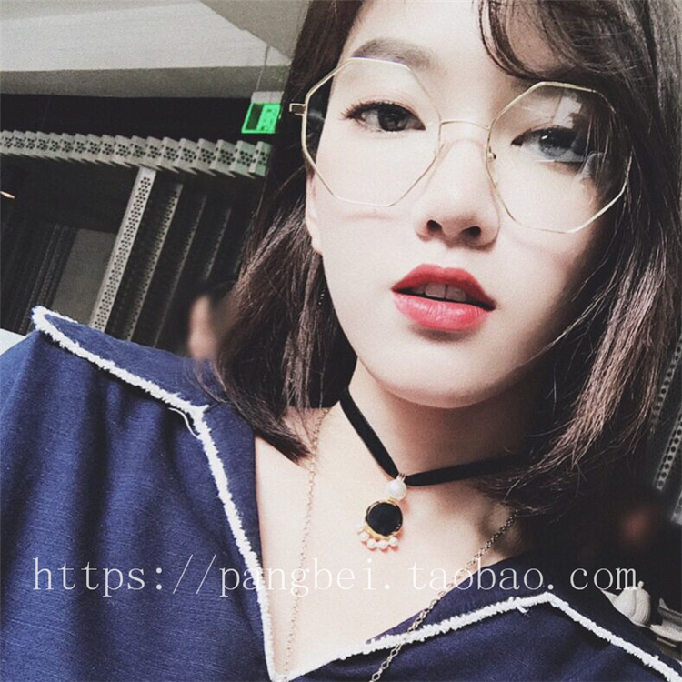 2017年韩国新款复古个性八边形金属细框魏妮