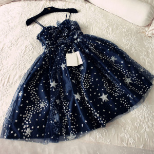 刘钰懿刘美人同款真丝雪纺连衣裙吊带网纱长裙