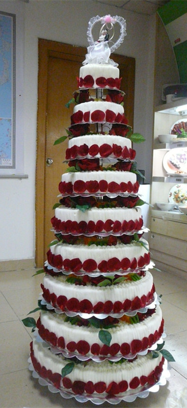 上海新款24寸婚礼多层庆典9层可定制生日蛋糕安装到位鲜花装饰