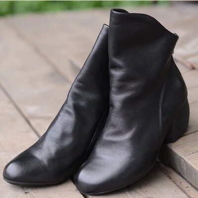 春季女鞋英伦风小皮鞋真皮中高跟女靴系鞋带马