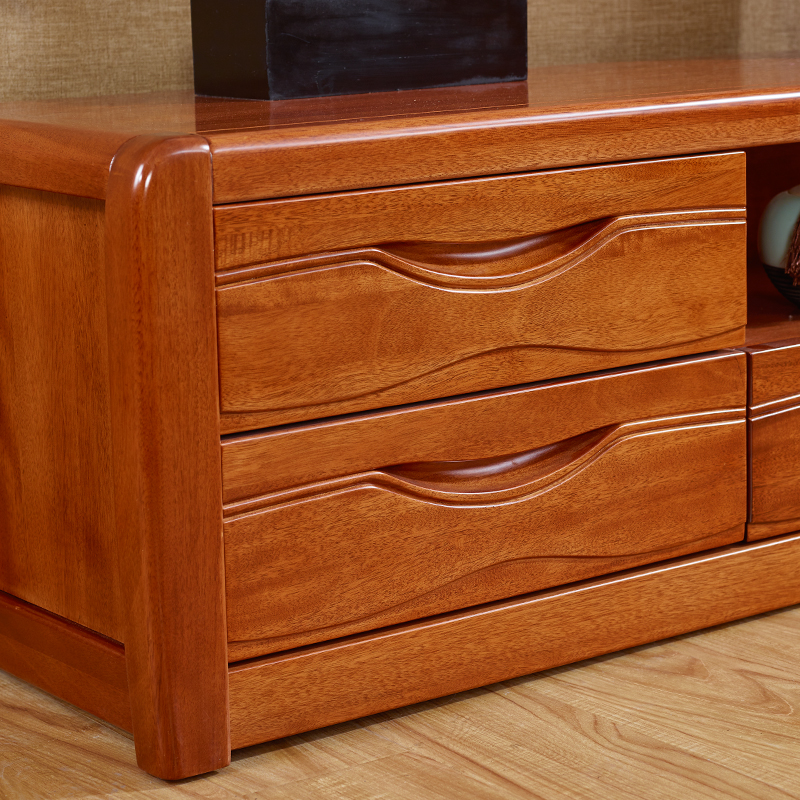 金丝檀木实木电视柜组合胡桃木色现代中式简约储物地柜客厅套装