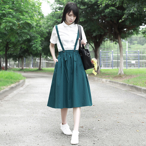 森女文艺复古长裙夏季亚麻半身裙女学生高腰背