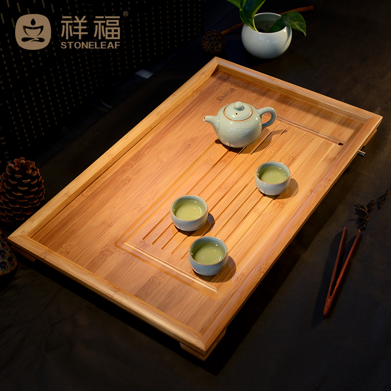 祥福 托盘大号 功夫茶具竹制单层排水式茶海 竹茶盘茶台特价 茶海