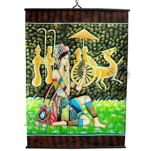 云南羊皮画 民族手工艺品家居装饰画重彩东巴皮画 客厅酒吧挂饰