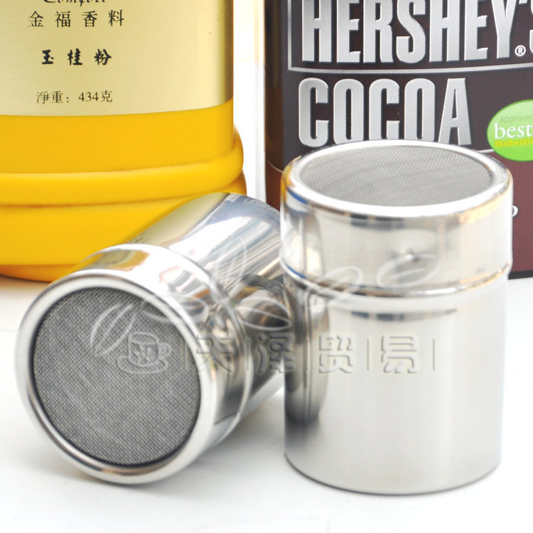 包邮~不锈钢撒粉筒 撒粉器 撒粉罐 精细网纱式桶 可可粉|肉桂粉用