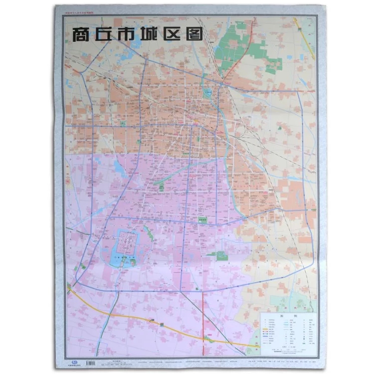 2016年新版精装河南省分市地图 商丘市城区图 商丘市地图挂图横版