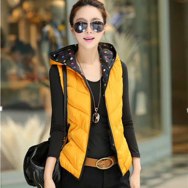 热销女马夹 2015秋冬新款 显瘦两面穿棉马甲大