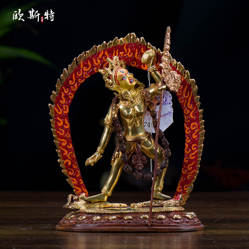药师如来 藏传佛教密宗佛像摆件尼泊尔纯铜全鎏金12寸药师佛像