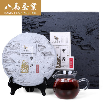 八马茶业 云南 原生普洱熟茶饼 天野原香(枣香) 礼盒357g/饼