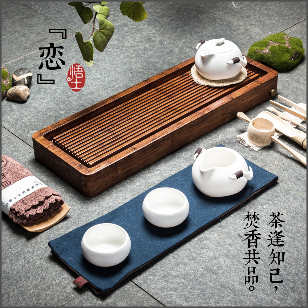 实木茶盘 储水排水功夫茶具重竹整块茶台竹制茶托茶海包邮 悟土