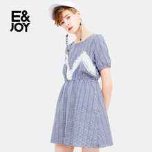 E&joy 连衣裙17082213548 2017夏季格子休闲时尚 艾格 Etam