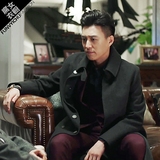 我的前半生靳东贺涵明星同款黑色羊绒羊毛毛呢大衣中长款外套风衣