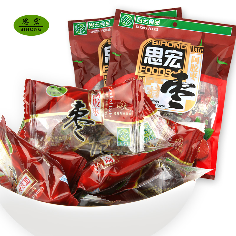 思宏阿胶枣508g两袋装共1016g 无核即食蜜枣独立小包装休闲零食品