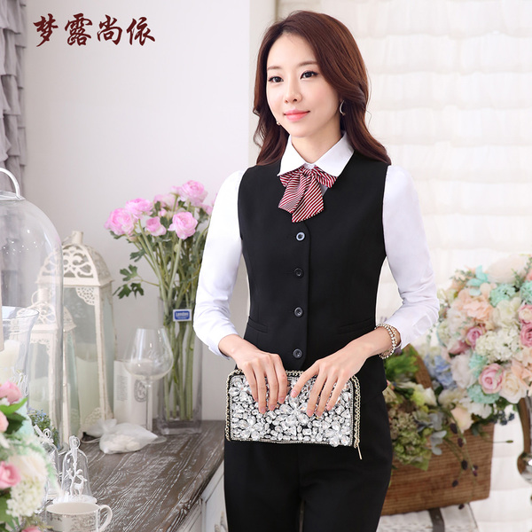 正品女工作制服 酒店工作服秋冬装 <em>马甲套装</em> 前