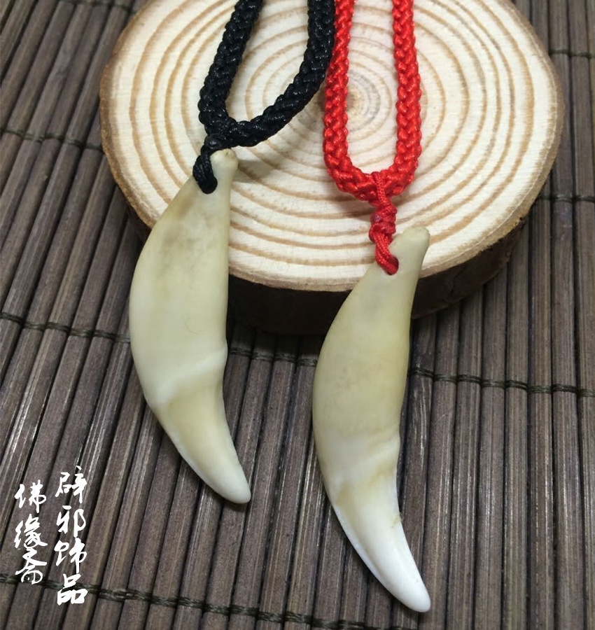 正品狼牙项链藏獒骨质辟邪真黑狗牙男士吊坠送男友情侣饰品