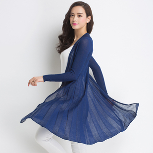 大码<em>棉麻</em>春夏季薄款<em>外搭开衫长款</em>女版防晒衣胖