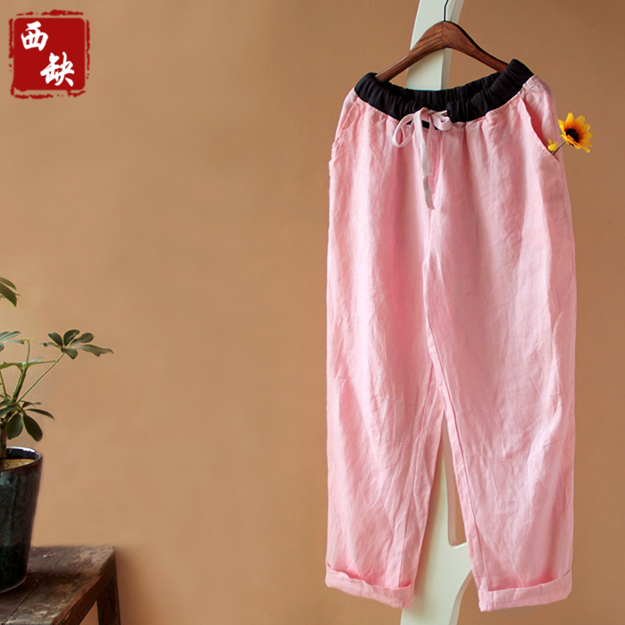 西缺原创 文艺范棉麻裤子女夏季显瘦宽松休闲