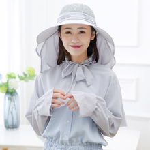 防晒帽子女夏天遮脸遮阳帽防紫外线大沿骑车披肩太阳帽户外可折叠
