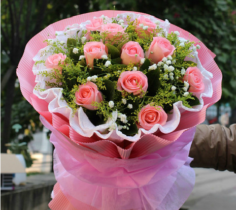 11枝19枝粉色玫瑰花束女朋友生日礼物鲜花预定上海浦东周浦花店