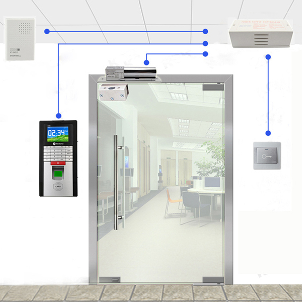 淘宝门禁考勤_ 远程控制 玻璃双开门 真地f20s门禁系统套装 指纹门禁