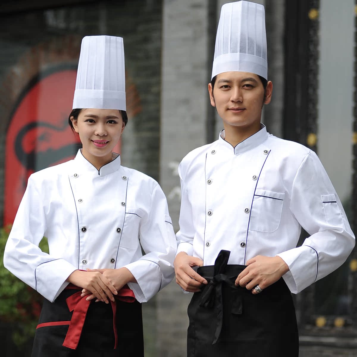 长袖厨师服装 男女 酒店饭店厨师服秋冬装长袖 火锅店