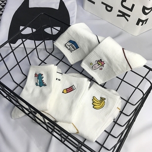 韩国ulzzang女士中筒袜子火箭香蕉恐龙图案卡