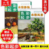 水粉静物风景美术技法系统训练 学生初学者零基础学画画书王磊学色彩入门基础绘画教程教材 色彩起步 选够33元 正版2册 包邮