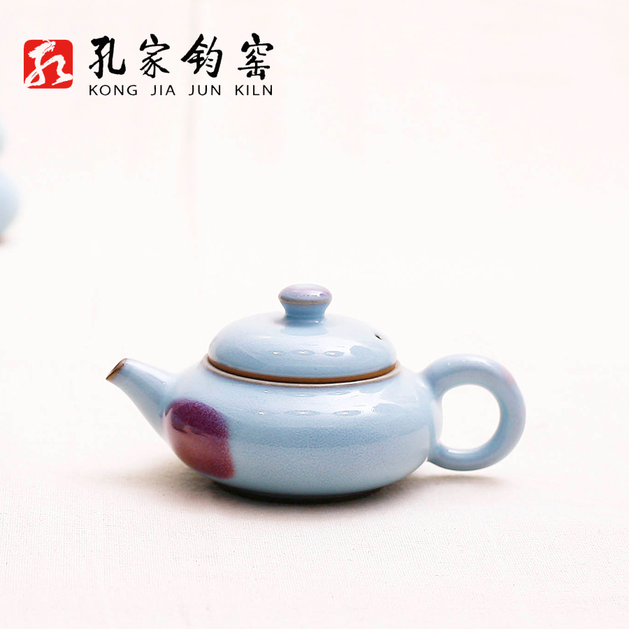 孔家钧窑 禹州钧瓷茶壶 纯手工单壶陶瓷茶壶 功夫茶具 合欢壶