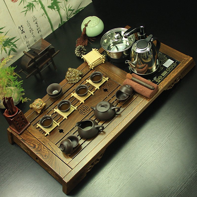 茶具套装特价鸡翅木茶盘套装电磁炉功夫茶具套装茶台茶盘实木