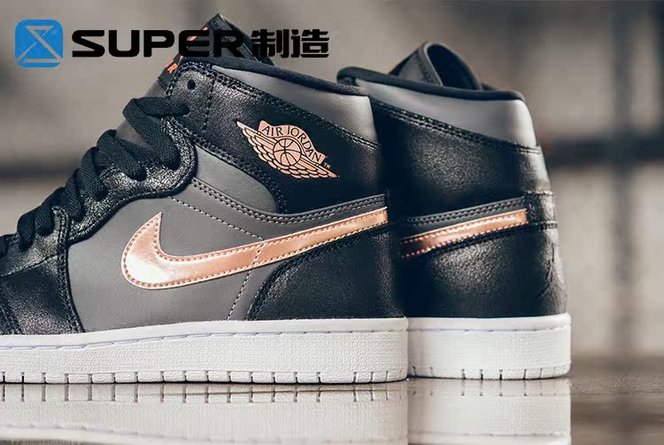 super制造nike air jordan 1 high gs女鞋aj1奥运黑金