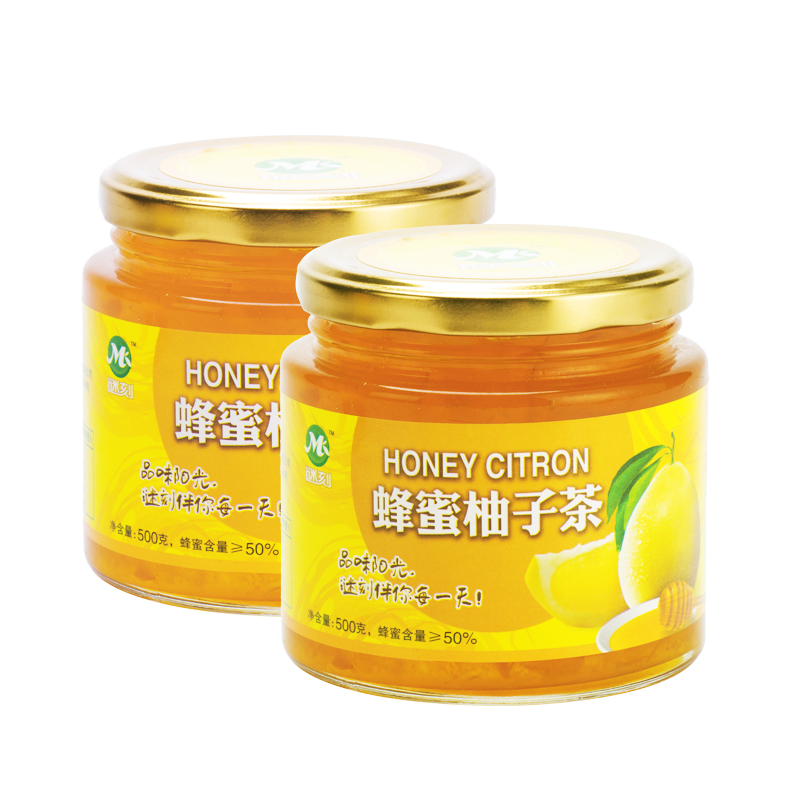 送杯子勺子 蜂蜜柚子茶500g*2瓶 风味水果茶 休闲下午茶 夏季冷饮