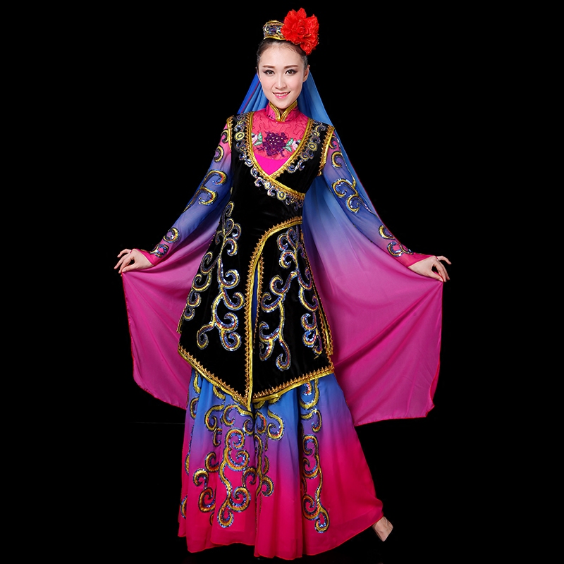 新疆舞蹈服装演出服民族服装新疆哈萨克维族舞蹈服装新疆女表演服