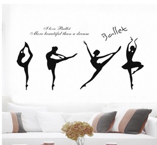 瑜伽墙贴纸音乐教室练功房背景美女芭蕾舞蹈人物玻璃贴学校特价