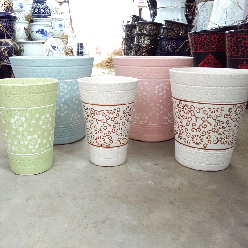 特大号陶瓷花盆带托盘桌面盆栽中国风梅兰竹菊花盆陶瓷个性高档盆