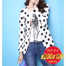 女1U035 波点百搭长袖 新品 外套小西装 牌修身 满200减100〖拉〗秋装
