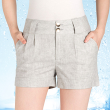 白色<em>亚麻短裤女夏</em>宽松热裤<em>2015新款</em>韩版棉麻