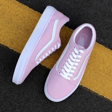 vansυ 滑板鞋 低帮女鞋 夏粉红色白粉色板鞋 帆布鞋 VANSU旗舰店正品