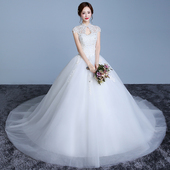 婚纱礼服显瘦新娘结婚韩式拖尾复古齐地孕妇大码 简约v领 2017新款