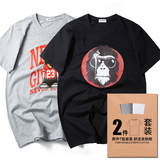 夏季男装潮流个性韩版短袖t恤衫 纯棉圆领加肥加大码胖子宽松半袖