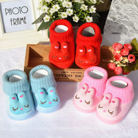 新款0-1岁婴儿棉鞋秋冬季学步鞋软底防滑毛线