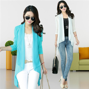 2015夏季长款打底雪纺<em>开衫</em>大码<em>防晒衣薄披肩</em>