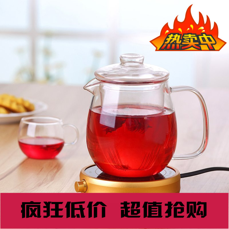 汉唐茶具 手工吹制玻璃壶耐热玻璃过滤茶壶可拆洗内胆花茶养生壶